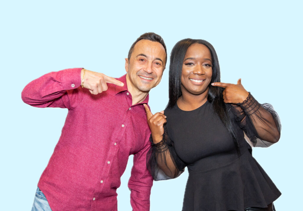 Dr Gen And A Female Pointing At Her Smile